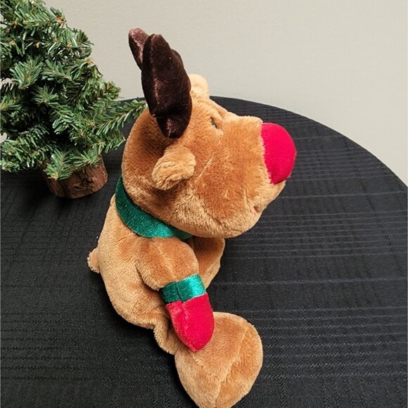 Christmas Reindeer Plush with Big Red Nose and bean bag bottom Holiday Decor - Picture 4 of 6